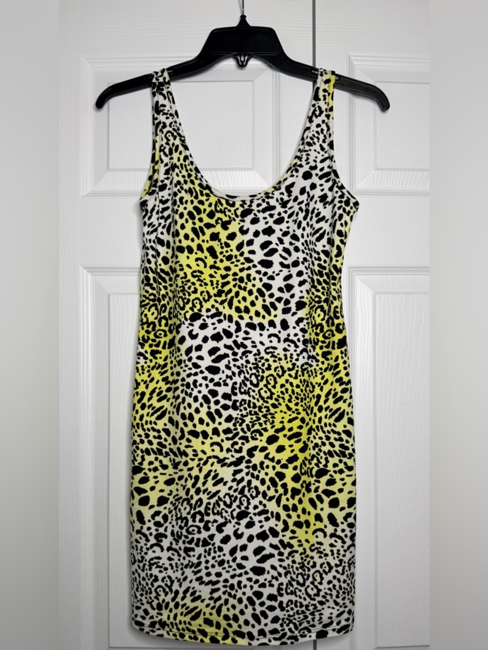 Animal Print Sleeveless Shift Dress in Yellow & Black